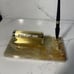 Vintage Perpetual Calendar Brass And Pen Holder with Marble base