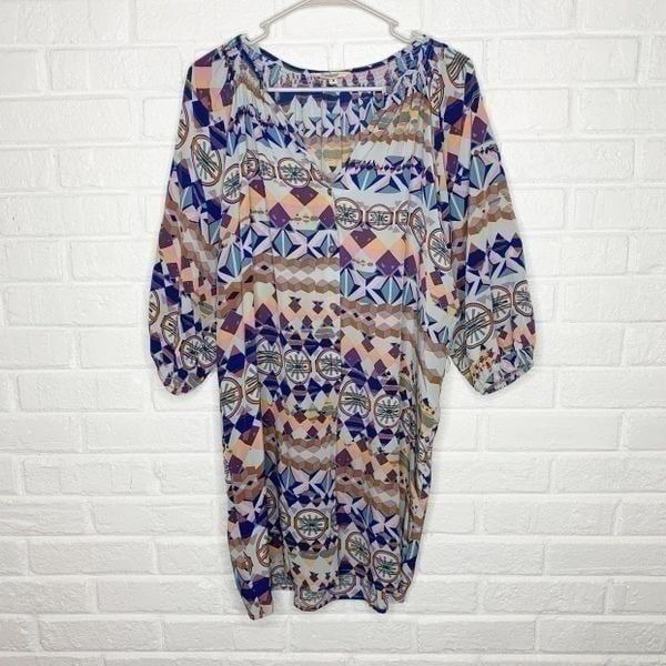 Tucker The Classic Silk Patterned Button Front Dress Size Medium