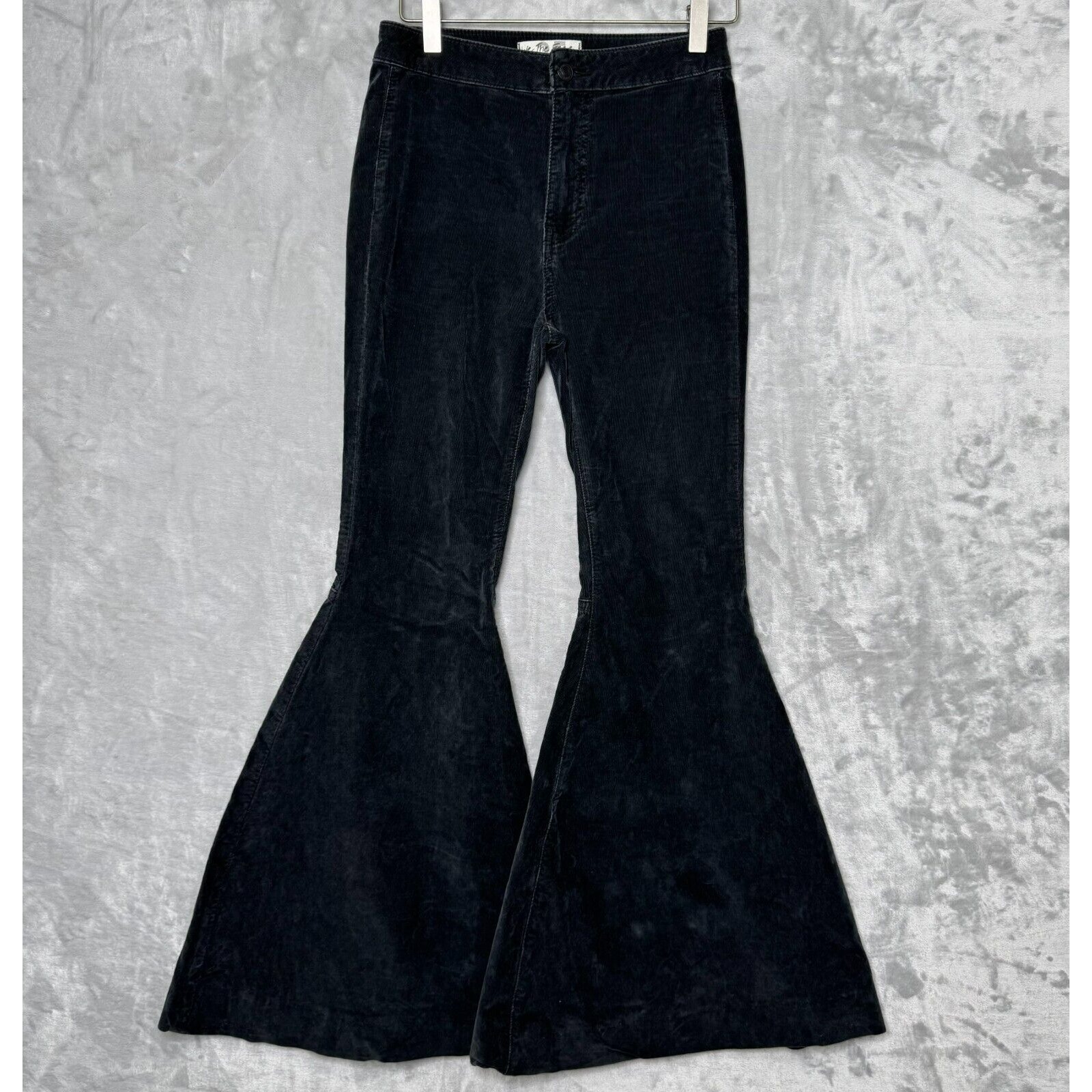 Free People We the Free Just Float On Corduroy Flare Jean Washed Black Size 25