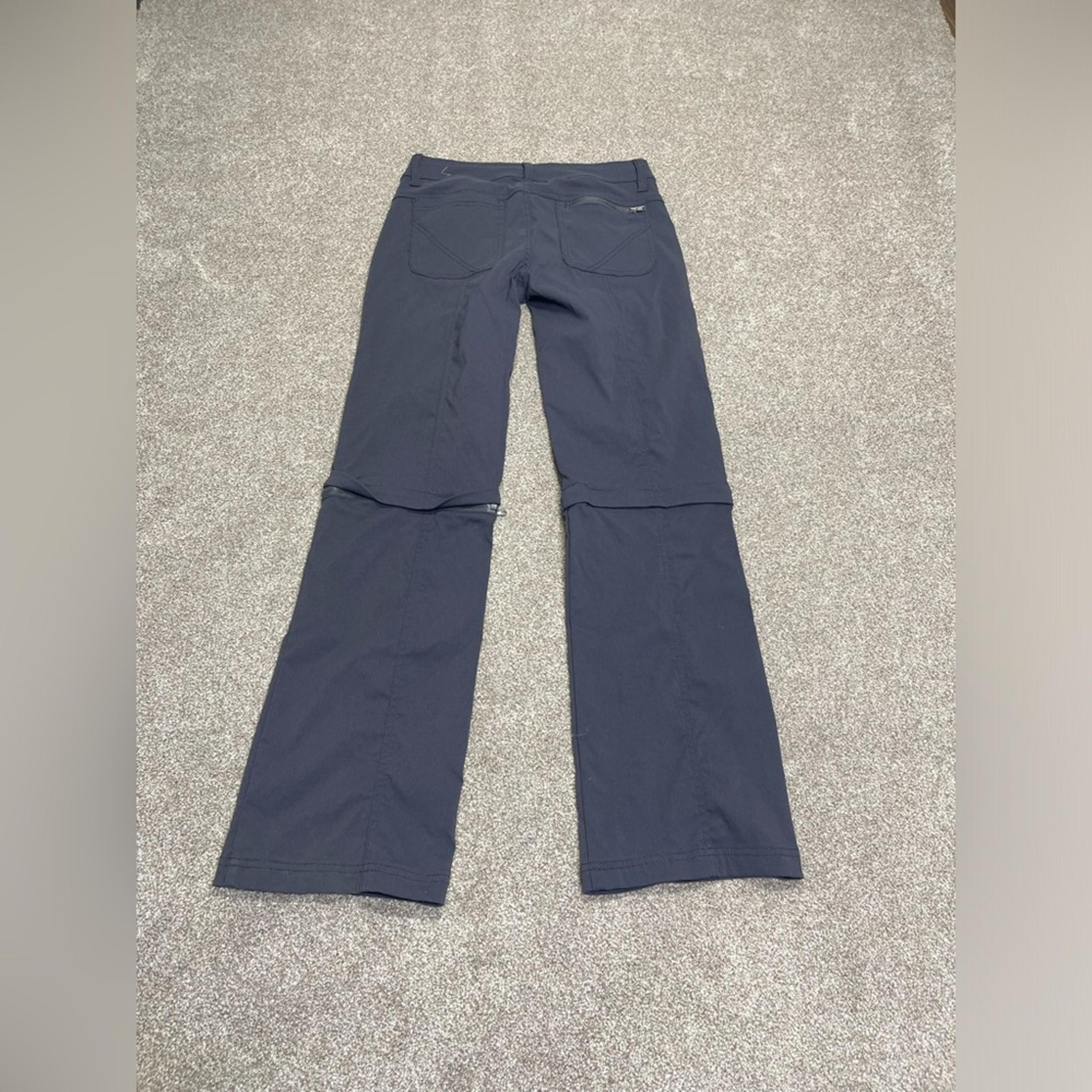 Prana womens cargo adjustable hiking pants sz 2 gray nylon blend outdoor pants