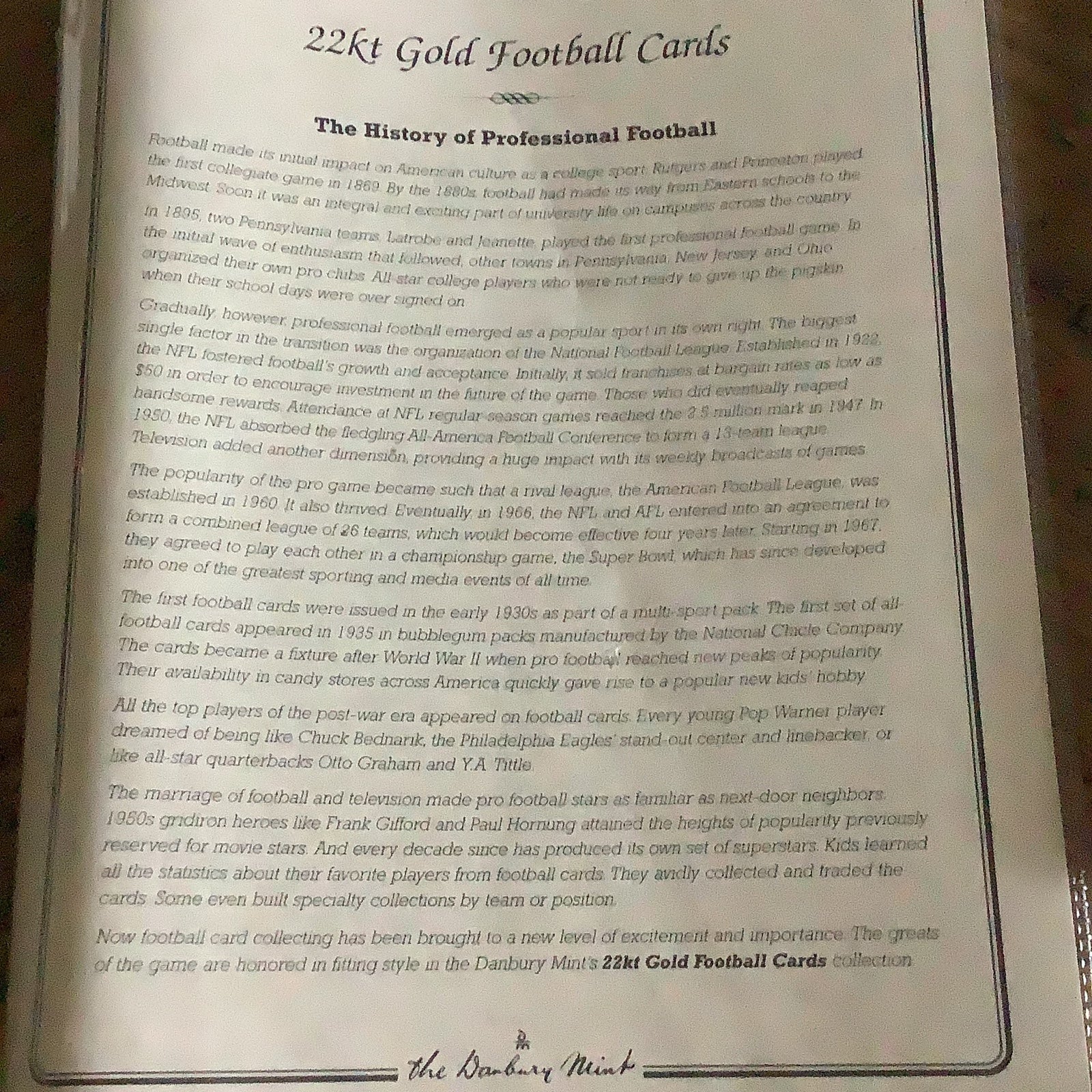 Gold football cards