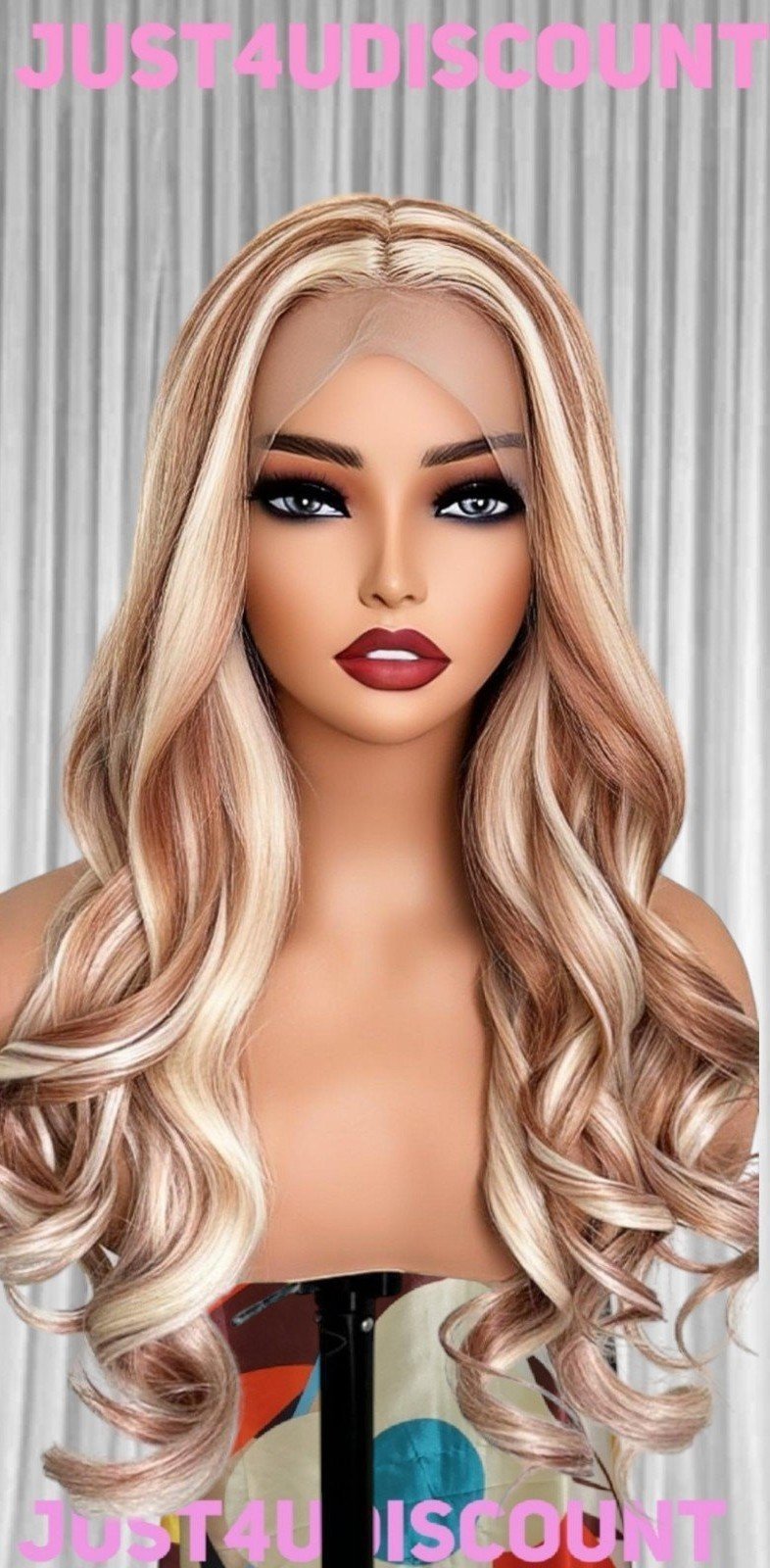 Wowfactor celebrity piano blonde brown highlighted balayage HD lace front wig