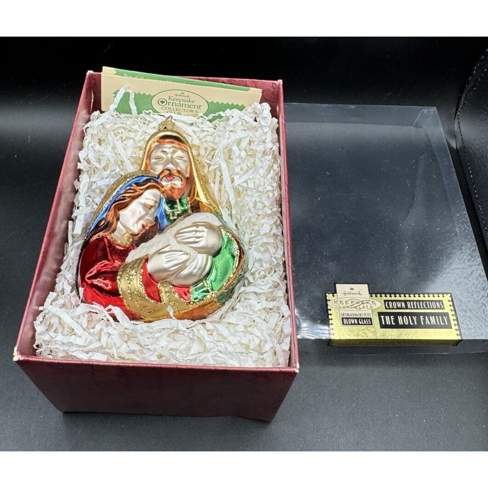 1999 Hallmark The Holy Family Crown Reflections Blown Glass Ornament NEW! -24D