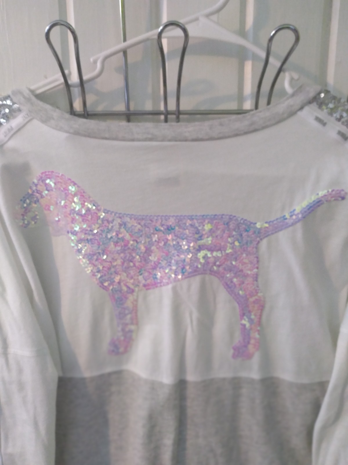 VS PINK bling iridescent dog tee-LARGE