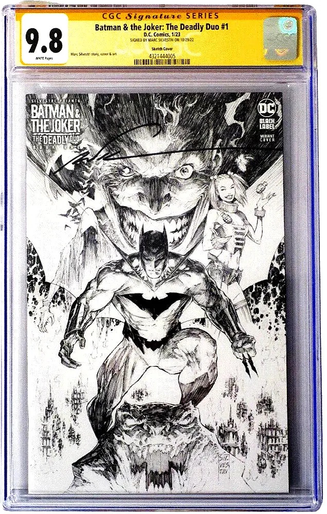 BATMAN &THE JOKER:DEADLY DUO #1~1:250~SILVESTRI SKETCH~*SIGNED*~CGC 9.8