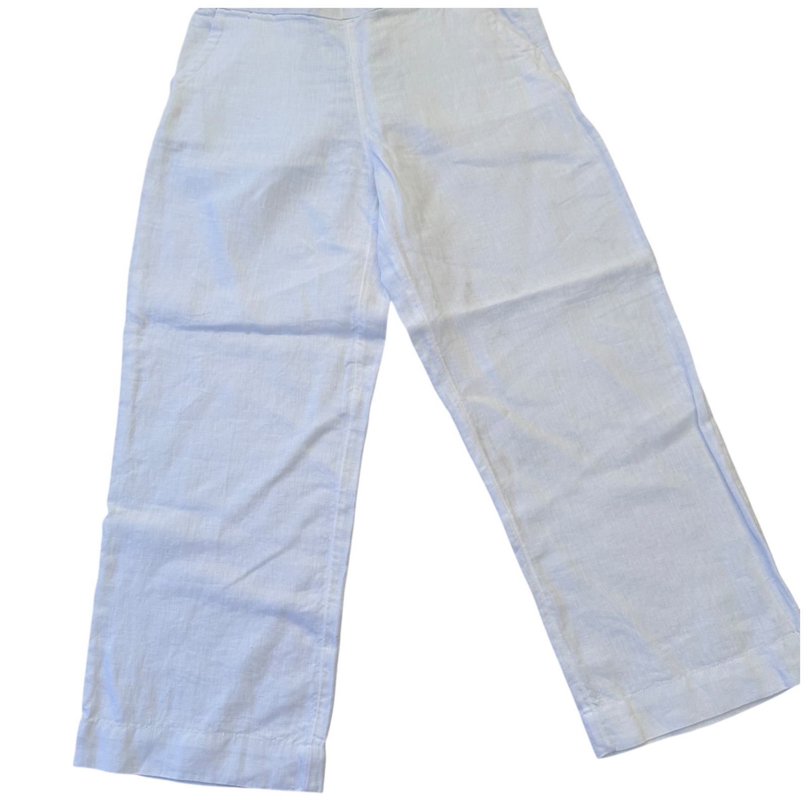 Charter Club Luxury Linen Pants White Cropped Wide Leg Boho Minimalist Summer XS