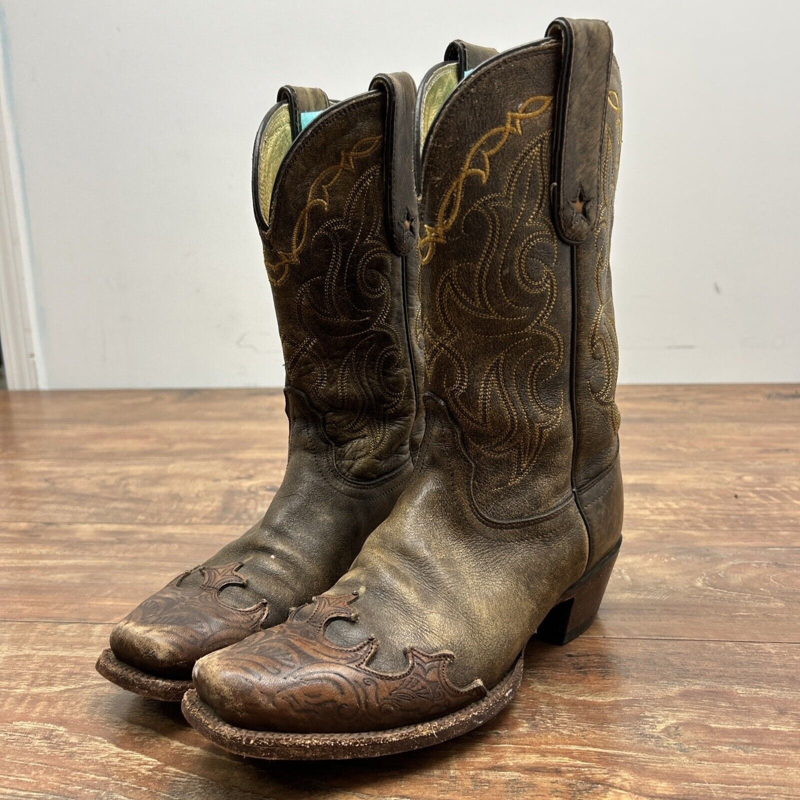 Tony Lama Women's Size 7B Brown Leather Santa Fe Vaquero Boots VF 6004 Western