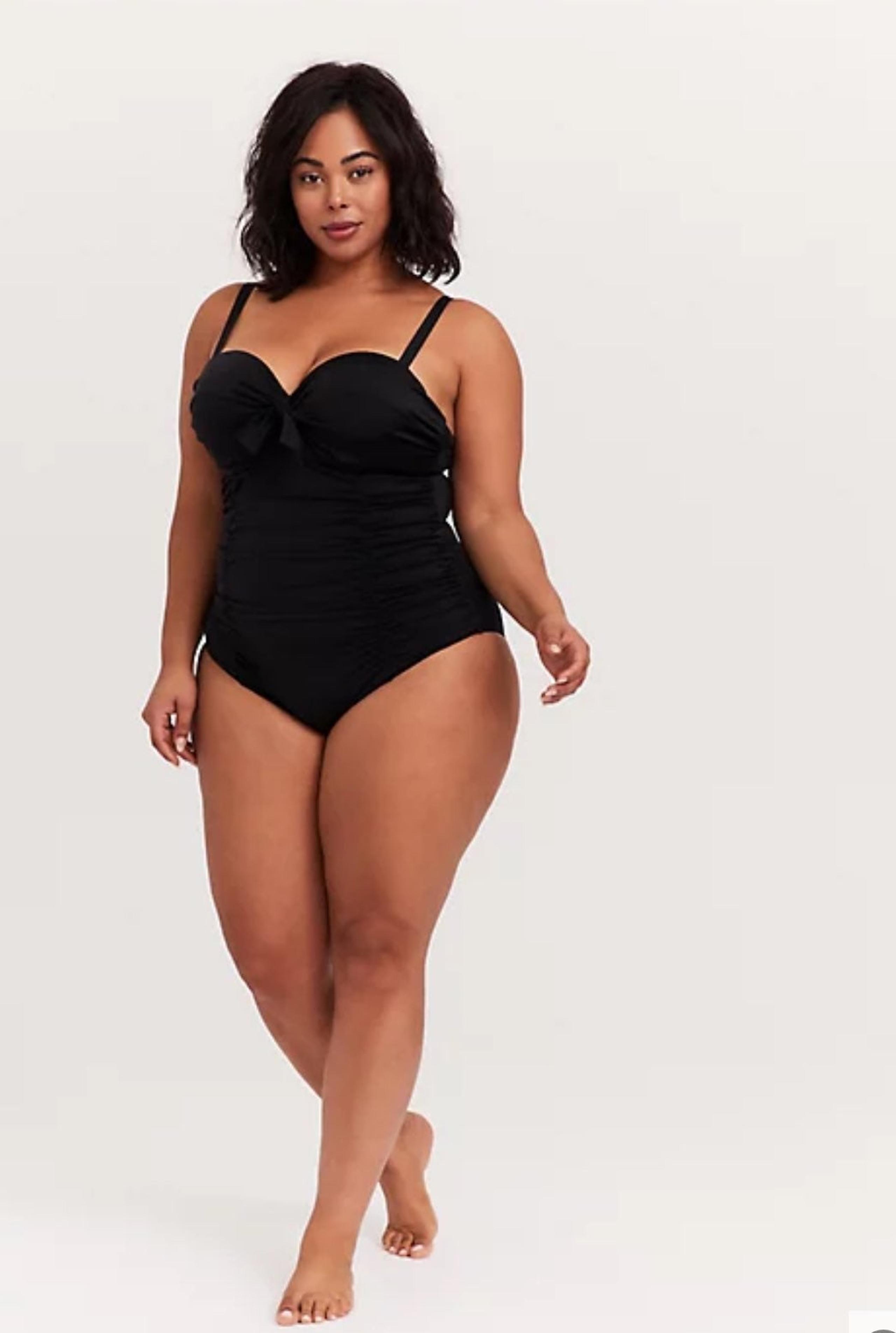 Torrid Black Tie Front One Piece Swim