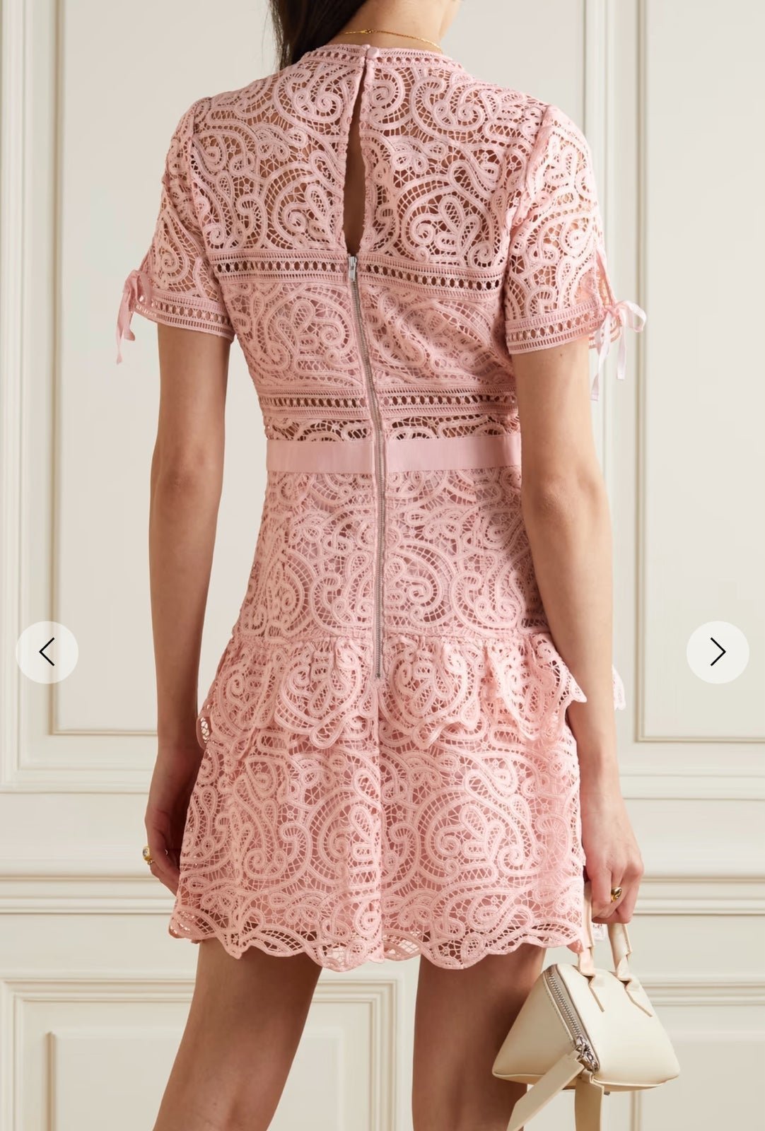 <Self Portrate>ピンクフラワーレースリボンミディドレス Self Portrait Pink Dress
