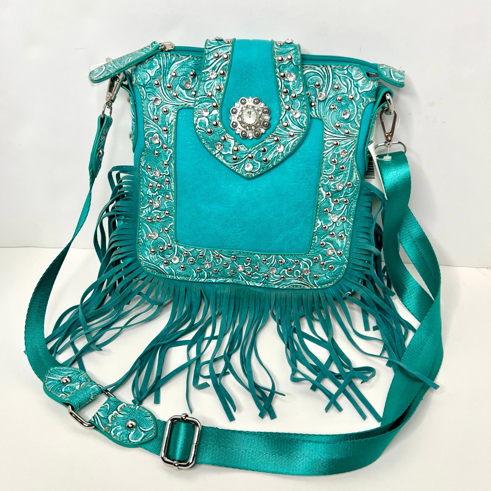 Western Turquoise Fringe Handbag