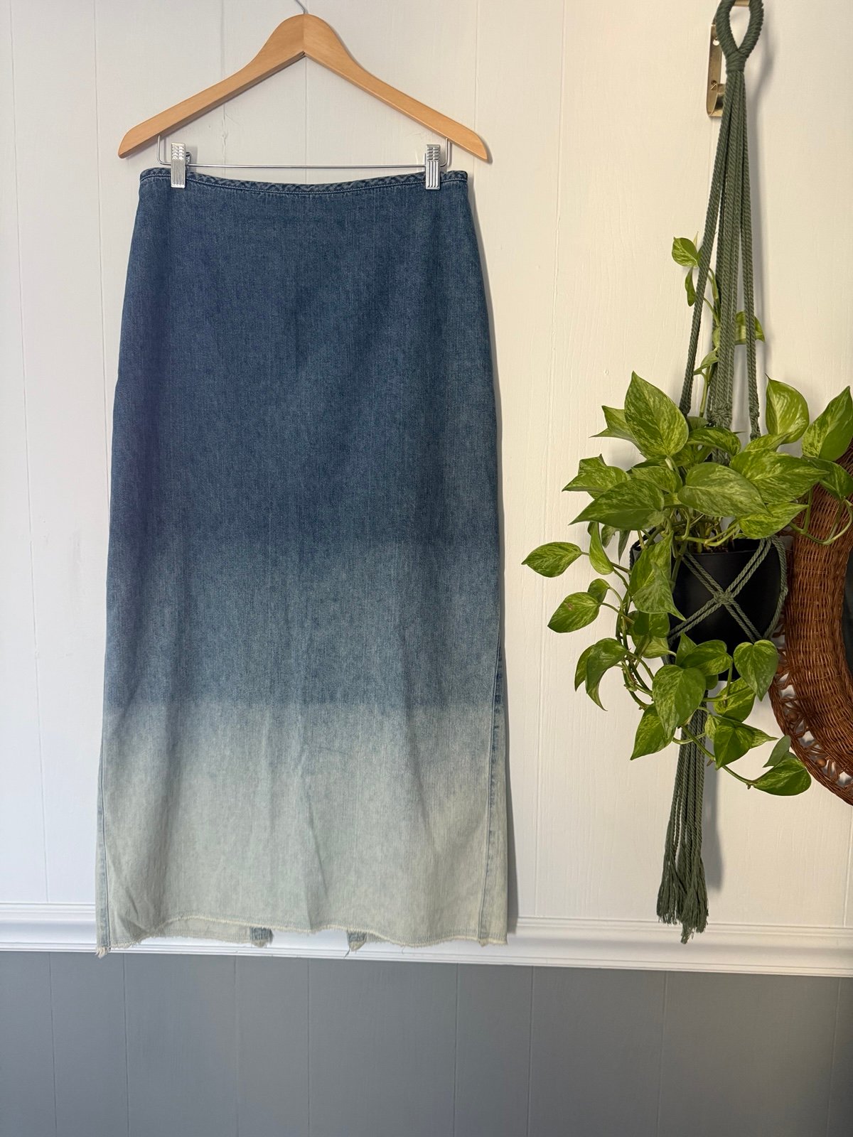 Vintage 90s Newport News Jeanology Midi Skirt Denim Whimsigoth Boho Fairycore 12