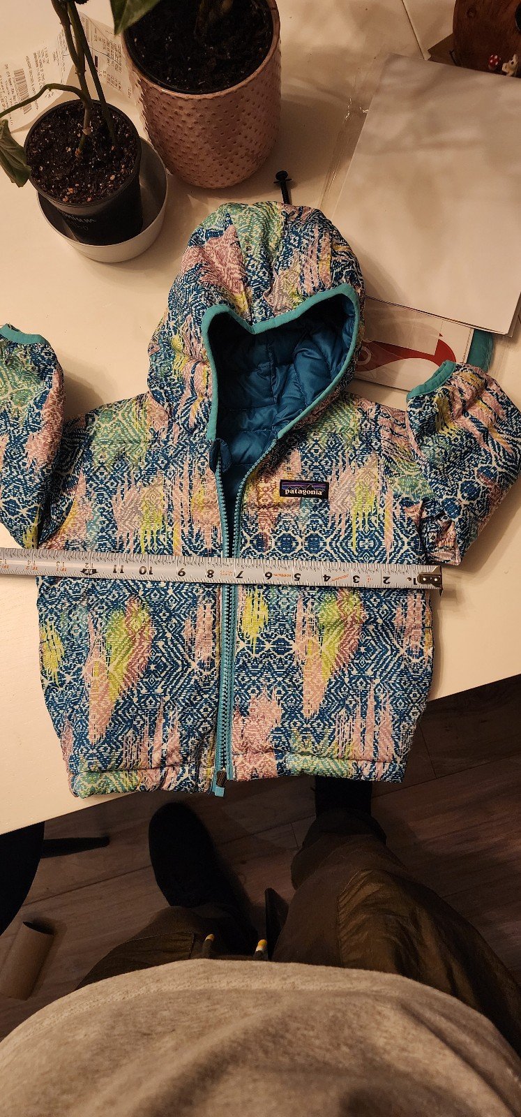 Baby Patagonia puffer jacket teal color