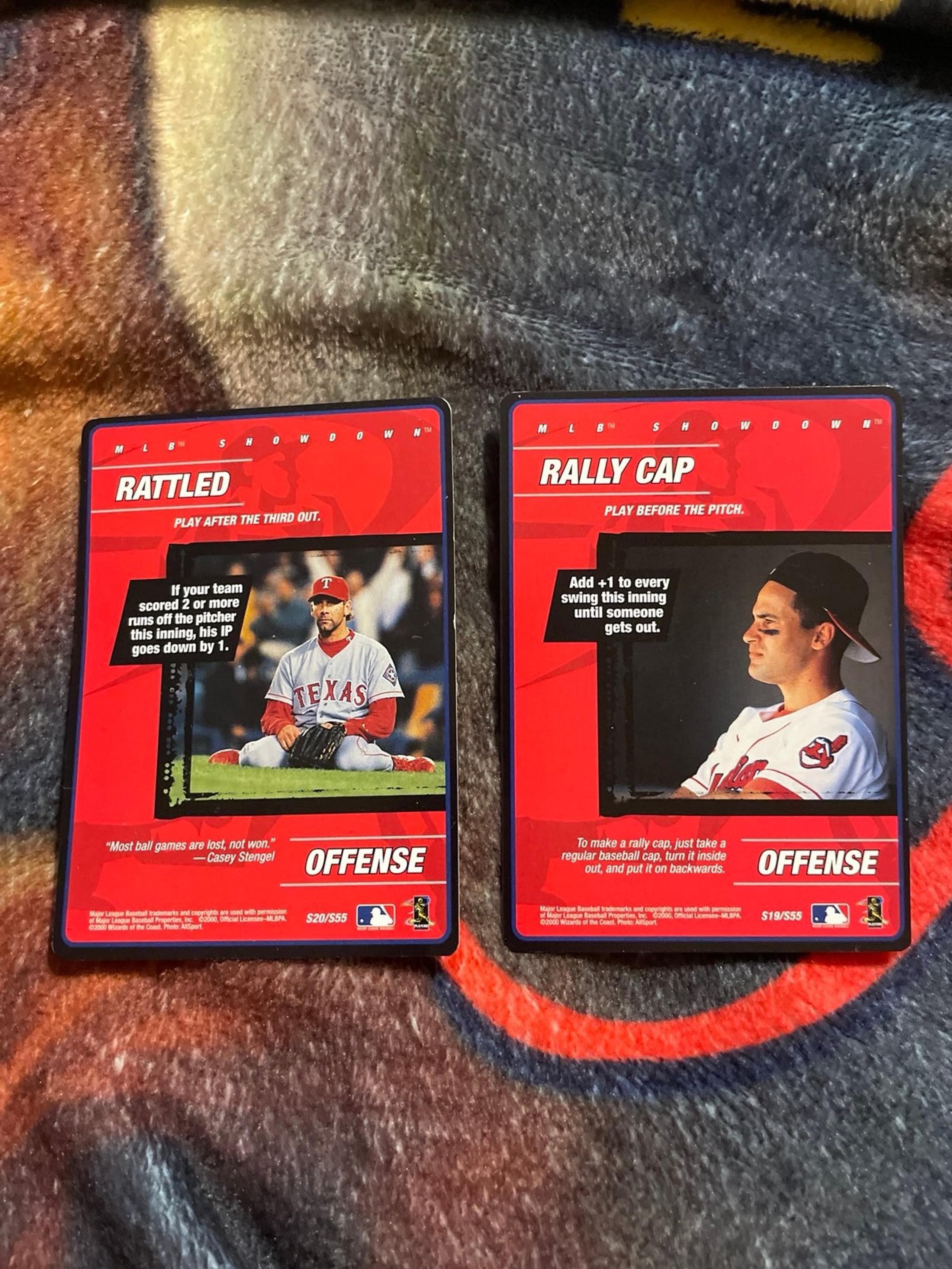 Topps 2020 Wizards of the Coast MLB Showdown #S20 Rattled, x2, #S19 Rally Cap x2