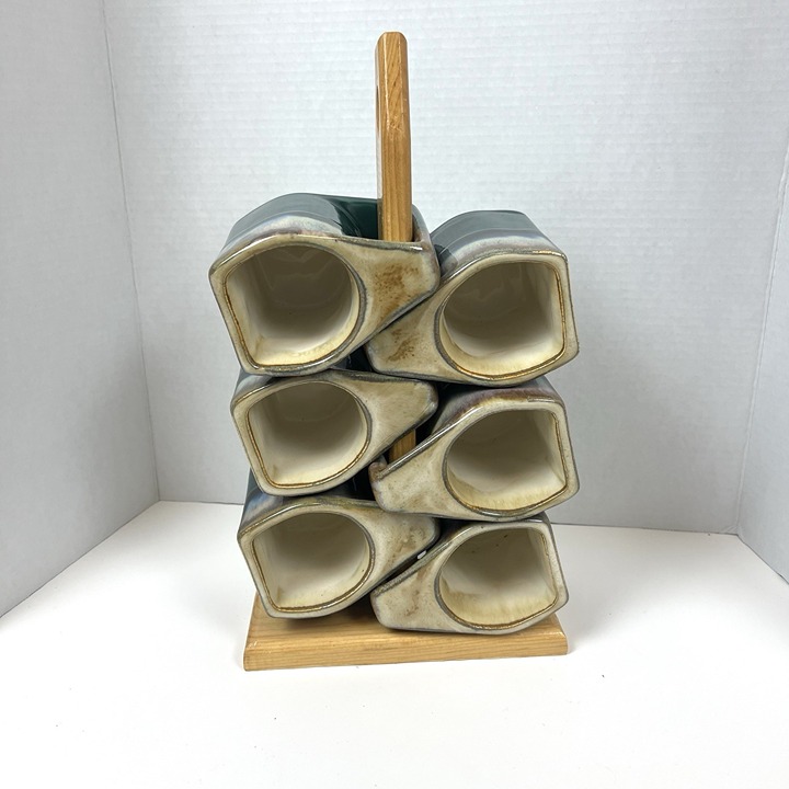 Rodolfo Padilla Drip Glaze Coffee Mug Set & Stand Vtg Serving Collection MCM