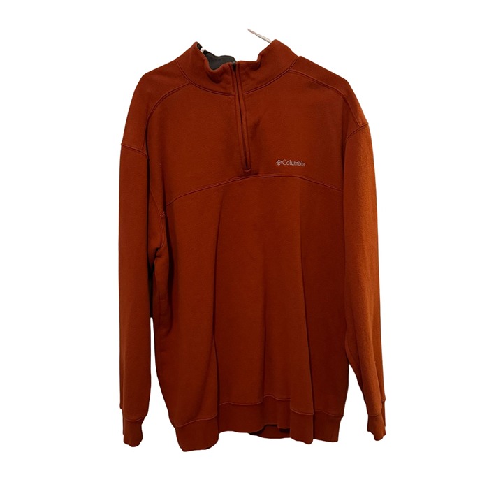 Columbia Mens Orange 1/4 Zip Fleece Pullover Sz XXL