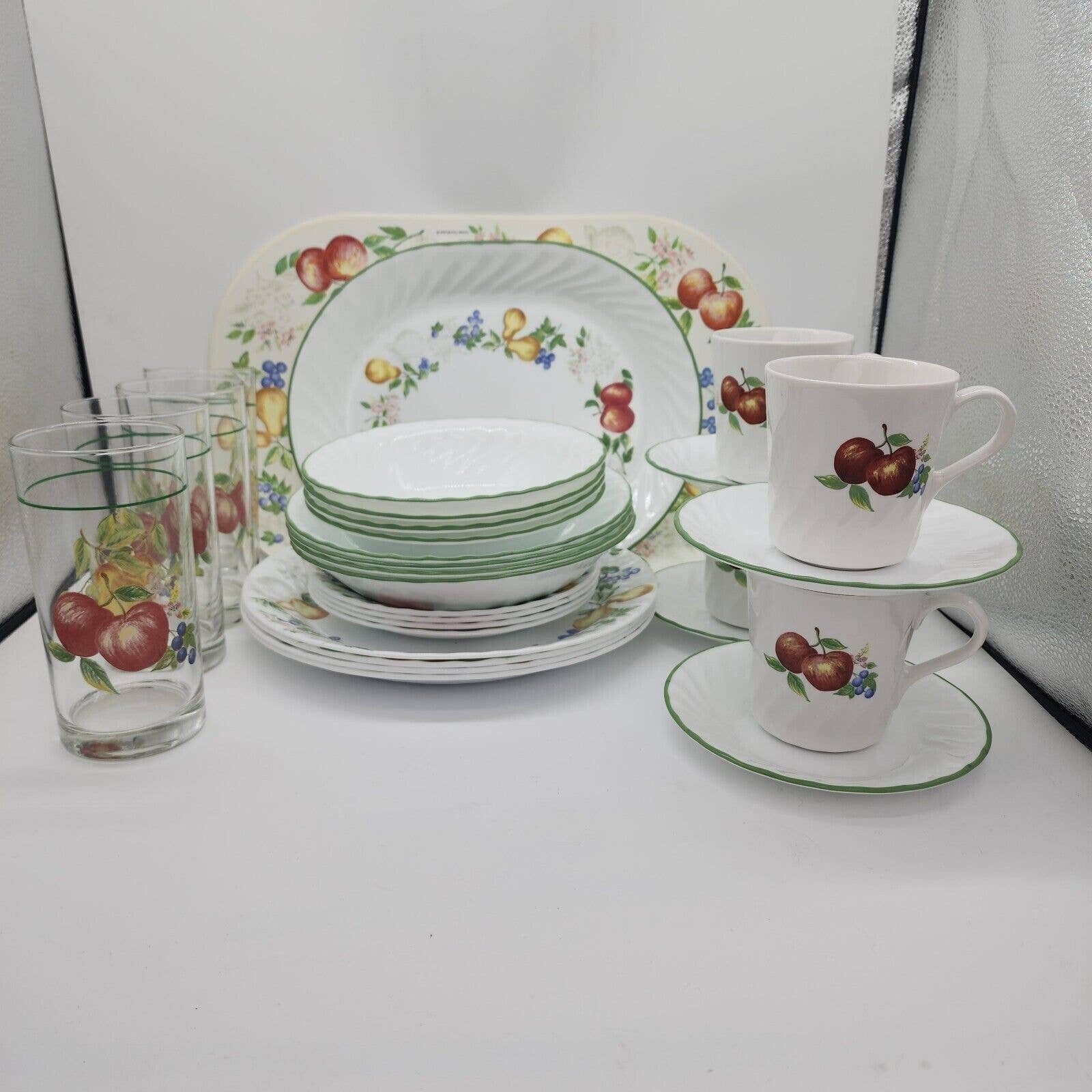 ♻️ Corelle Chutney 33-Pc Complete Tableware Set, Plates, Glasses, Cups, Bowls +