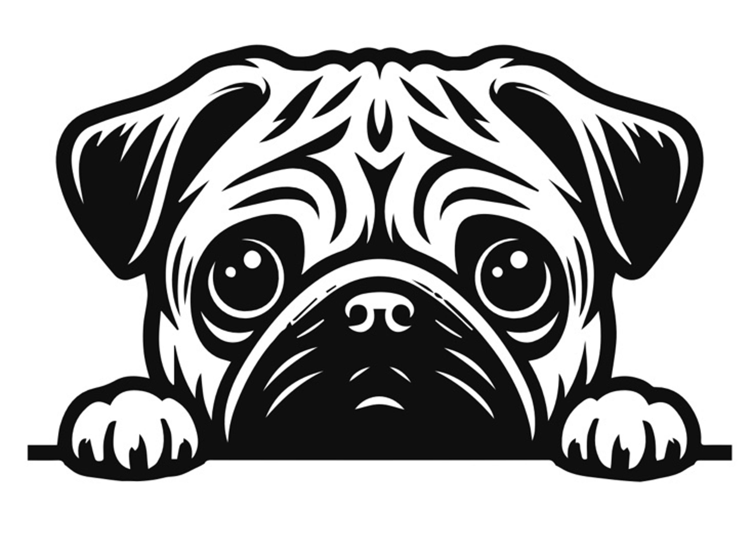 Pug peaking 6 inches vinyl decal black