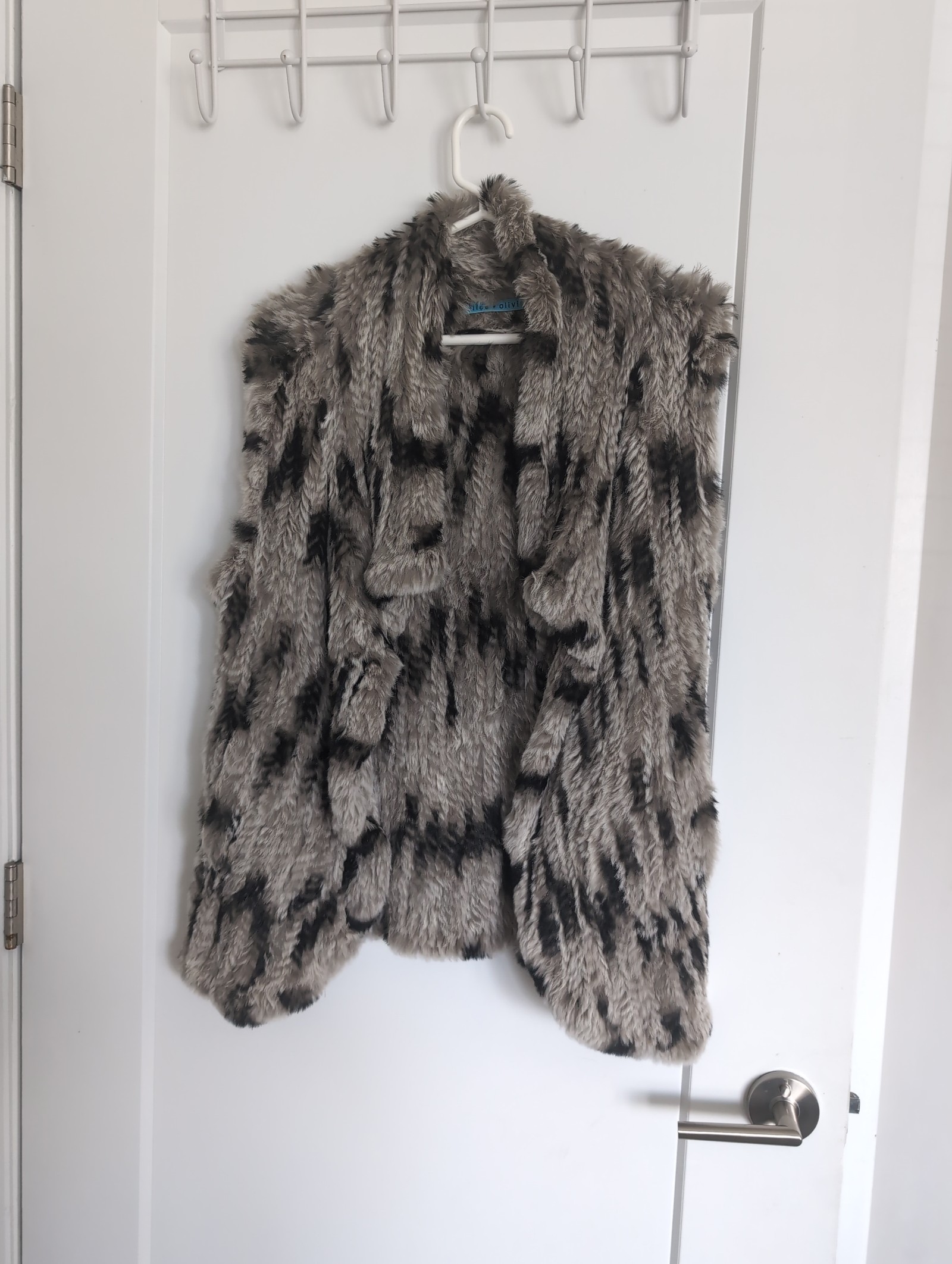 Alice + Olivia Rabbit Fur Vest L