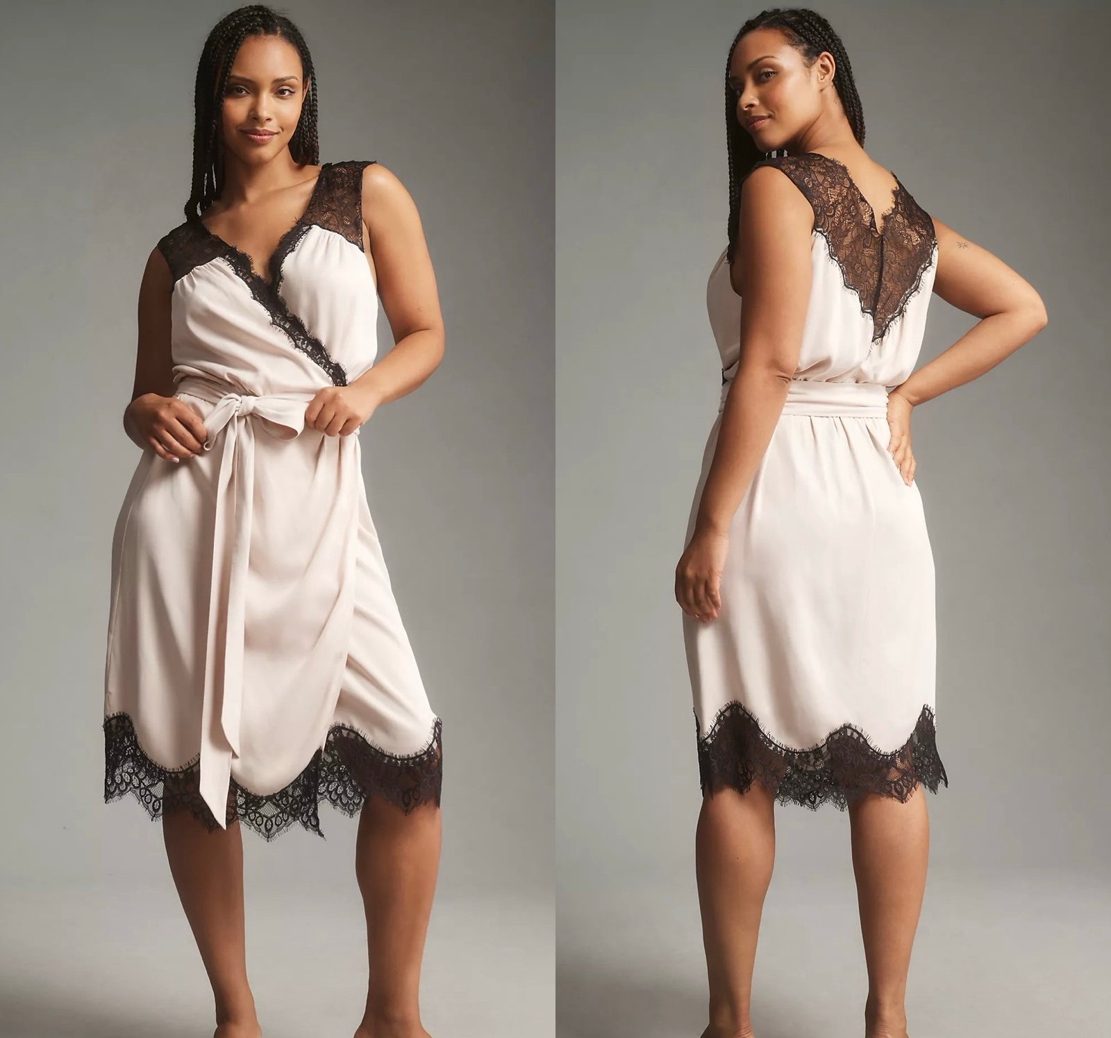 NWT 168 By Anthropologie Sleeveless V-Neck Lace Tie-Styling Wrap Midi Dress M