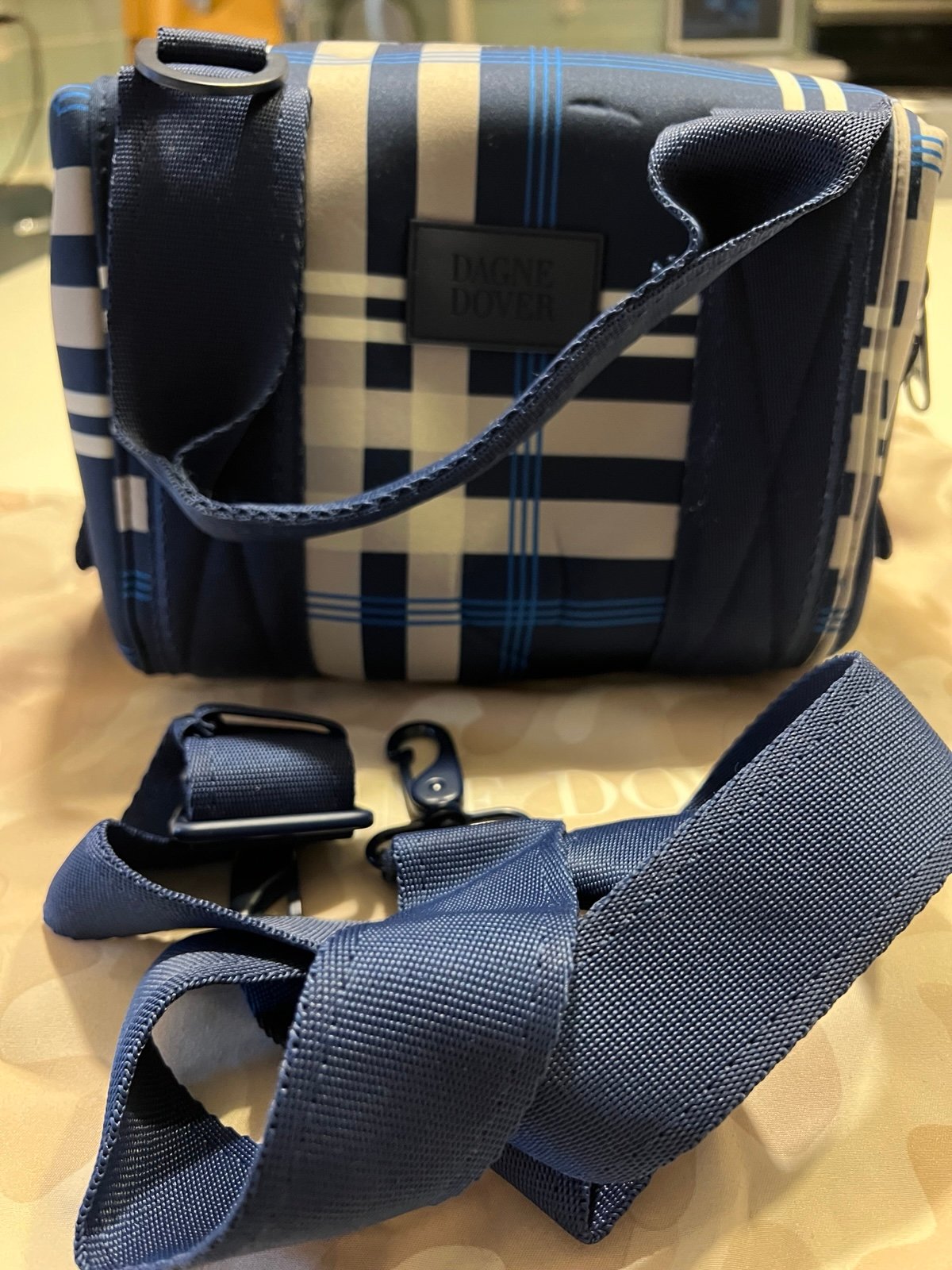 dagne dover landon xs bag in blue plaid
