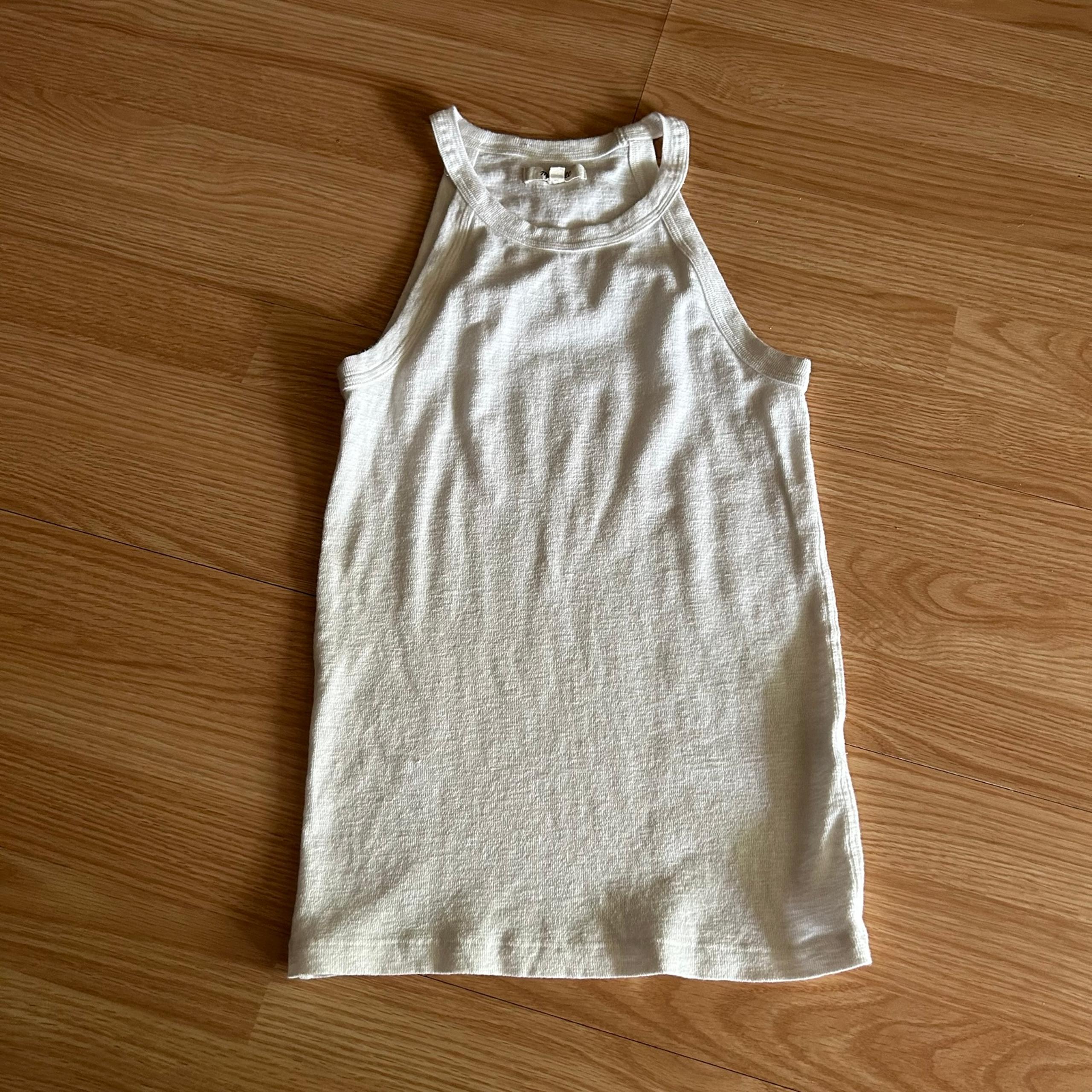 Madewell High Neck White Light Ribbed Tank Top XXS