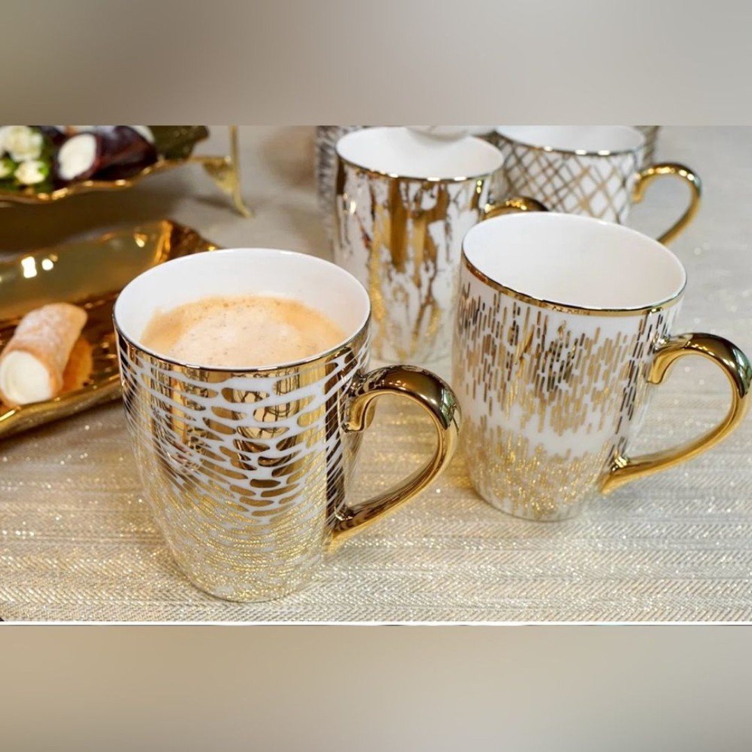 Certified International 4 Piece gold Multi-Colored Porcelain 16 oz. Mug Set