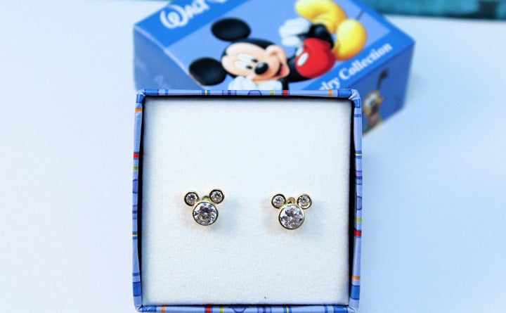 Disney's 14K Mickey Mouse Cubic Zirconia Stud Earrings