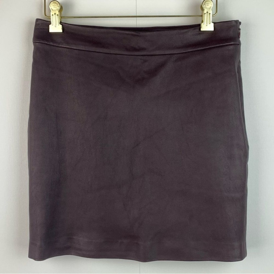 T by Alexander Wang stretch lambskin leather mini skirt in Iodine burgundy Sz 8