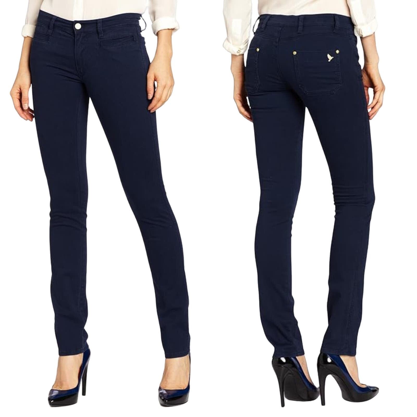 NEW MiH The Oslo Jeans Mid Rise Long Slim Leg Dark Blue Anthropologie Size 26 S