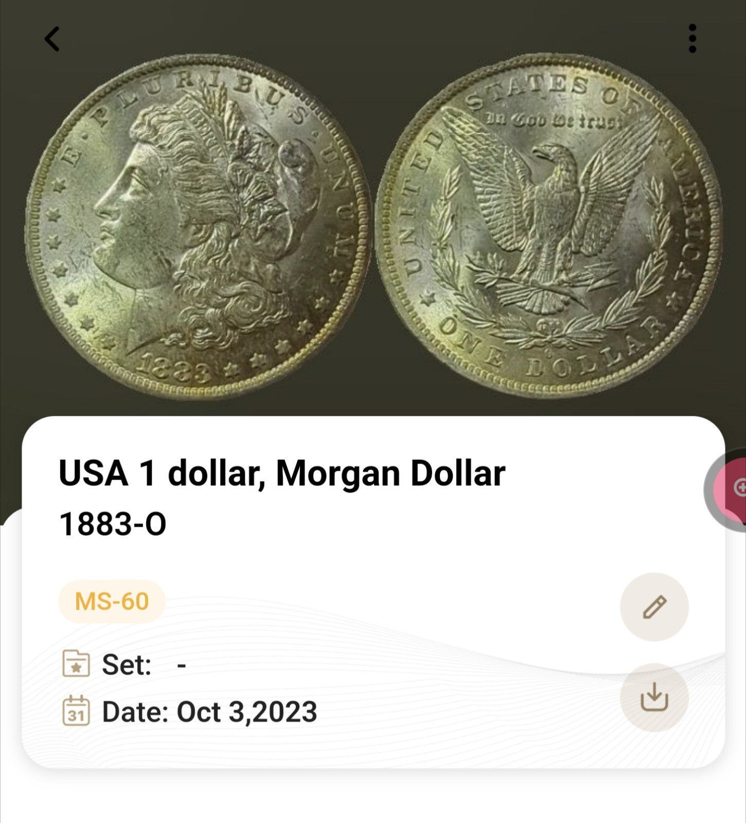 1883 O Morgan Silver Dollar