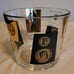 Cera Vintage Mid Century Modern MCM Glass Ice Bucket Gold Black Coins Dollars