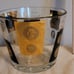 Cera Vintage Mid Century Modern MCM Glass Ice Bucket Gold Black Coins Dollars