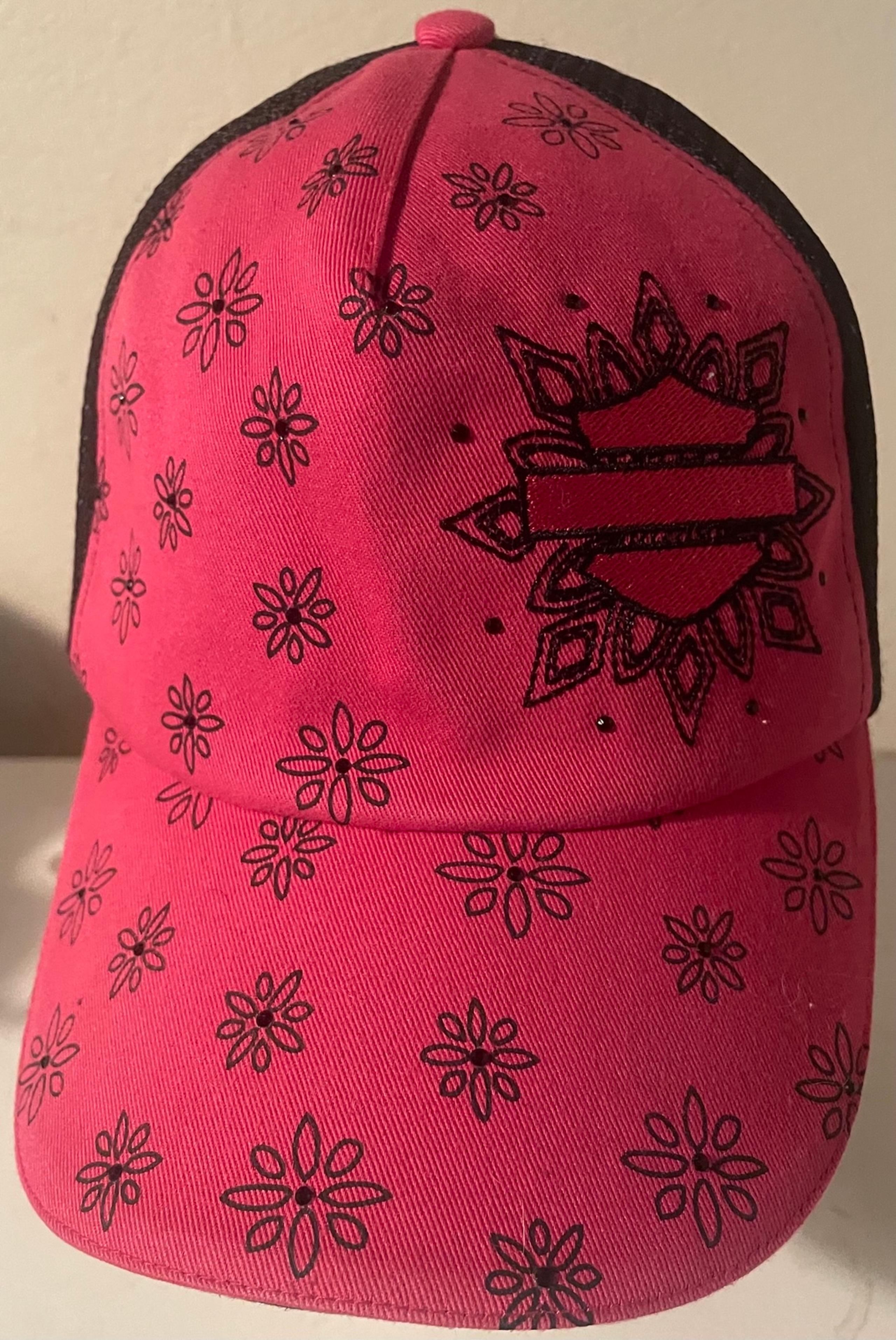 Harley Davidson Baseball Cap Hat Womens One Size Pink Sequin Embellished