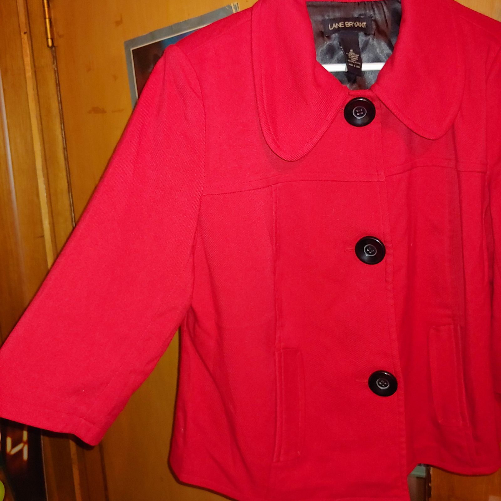 Lane Bryant Red Button 3/4 Sleeve Church Office Jacket Coat 16