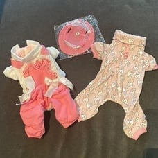 Dog Coat Suit Pajama Bundle with Pink Hat Size S NWT