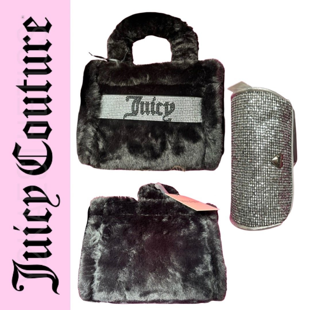 NEW Juicy Couture Liquorice Mini Tote & Barrel Coin Purse Set