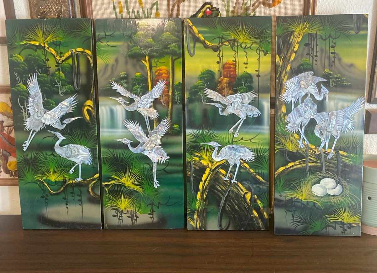 Vintage Mother of Pearl Asian Japanese wall decor