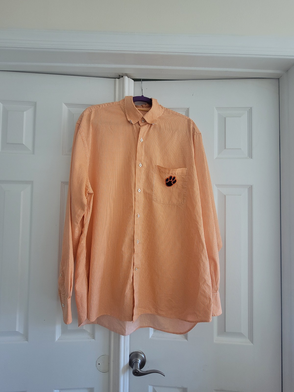 Robert Talbott Carmel Clemson Buttondown Dress Shirt Gingham Print Size XL