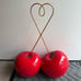 JUMBO HUGE Oversized Rare Valentines Disco Double Cherries Cherry Decor Set of 2