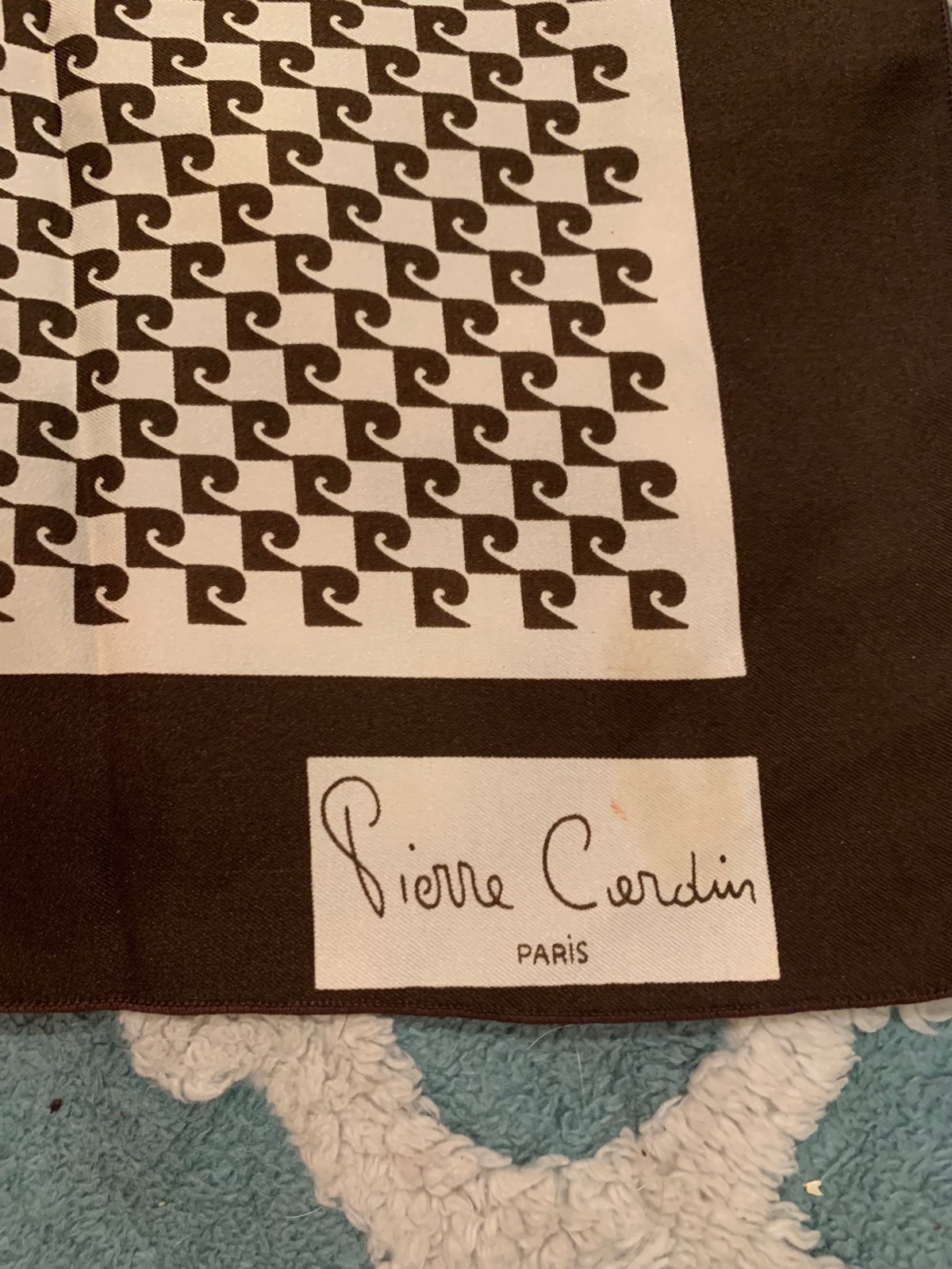 Pierre Cardin Paris Signature Brown & Cream Scarf vintage 1980-1989