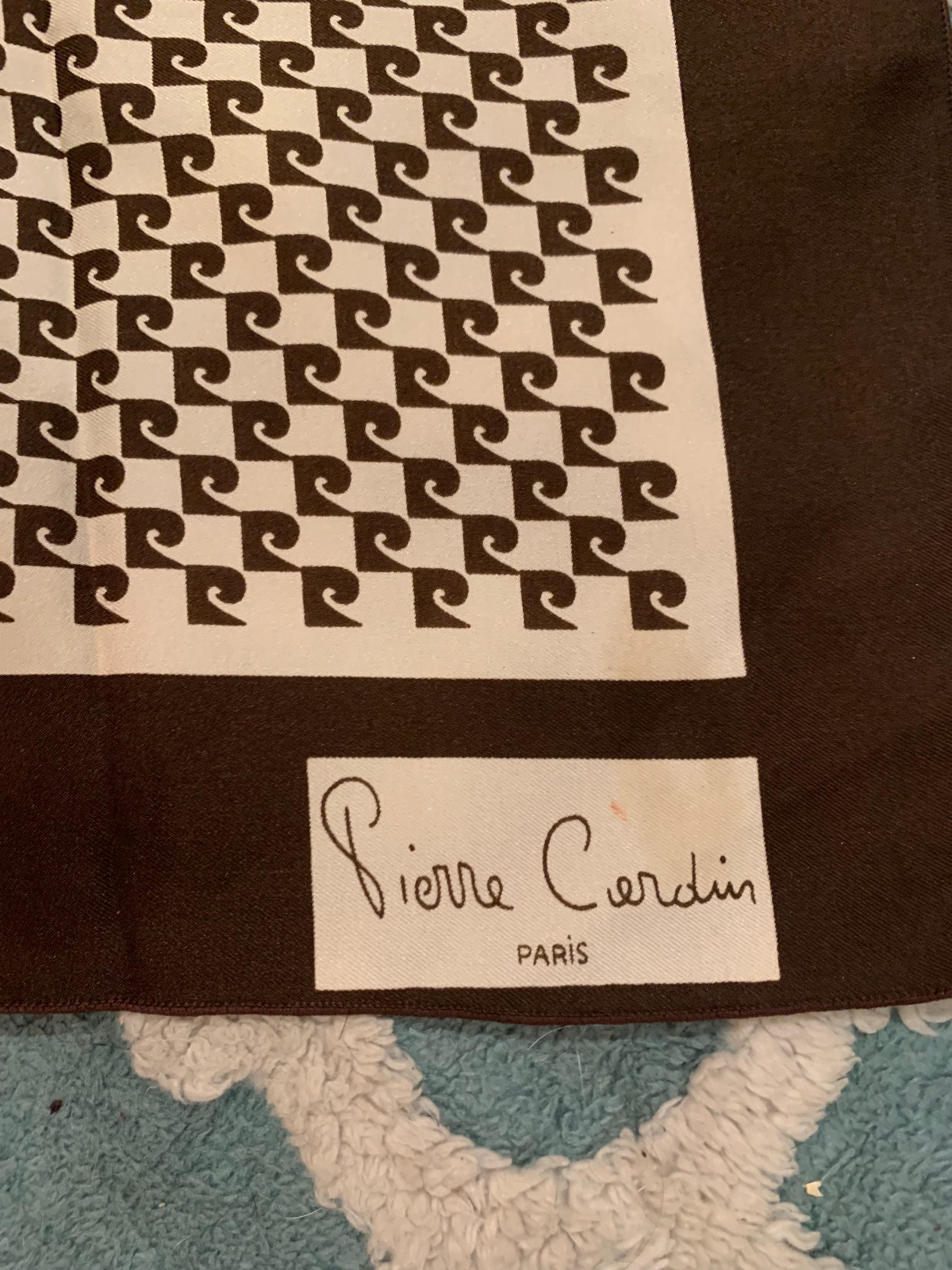 Pierre Cardin Paris Signature Brown & Cream Scarf vintage 1980-1989