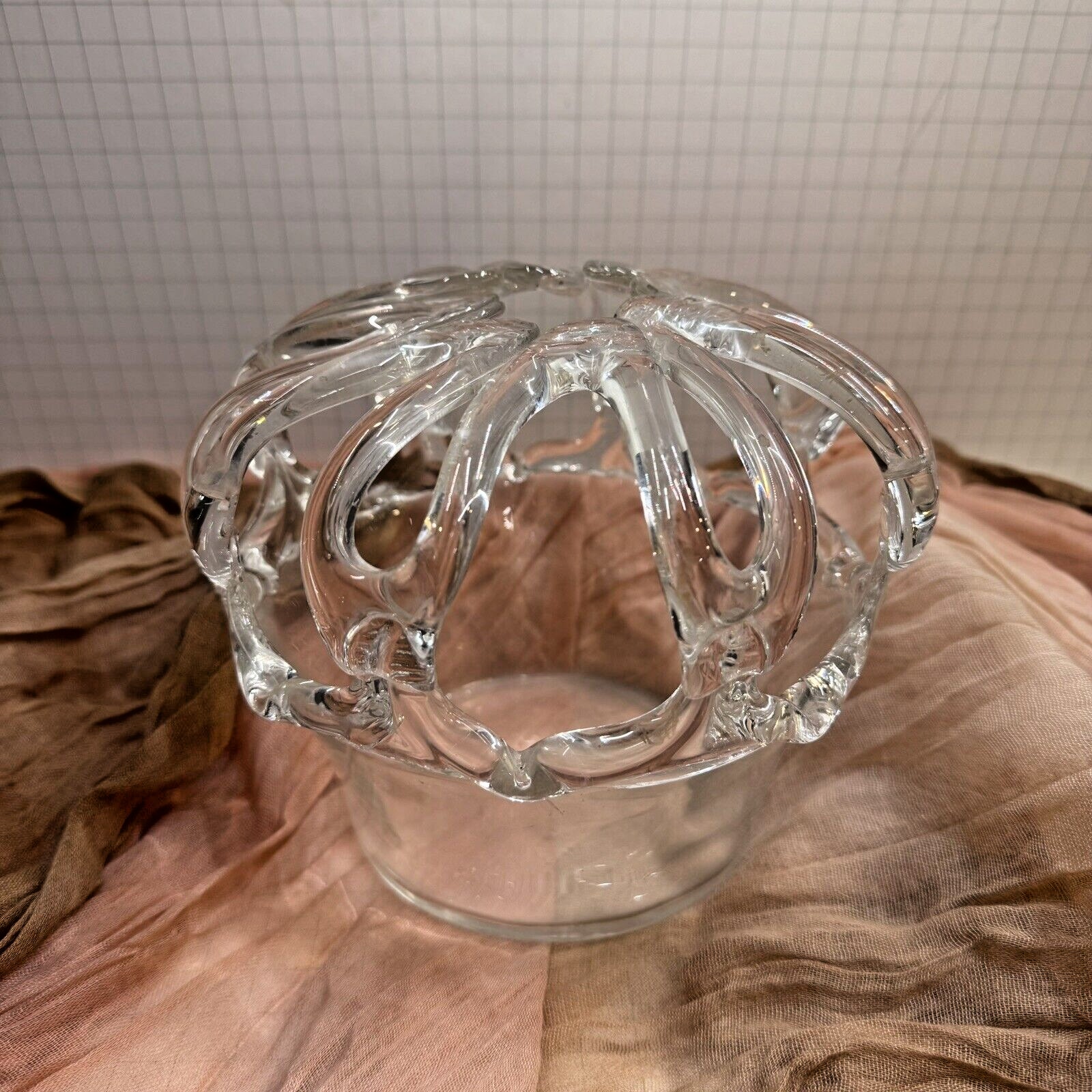 Vintage Victorian Hand Blown Glass Wedding Bride Crown Cash Money Bank Floral