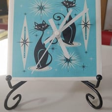 Atomic Cats Ceramic Desk Clock