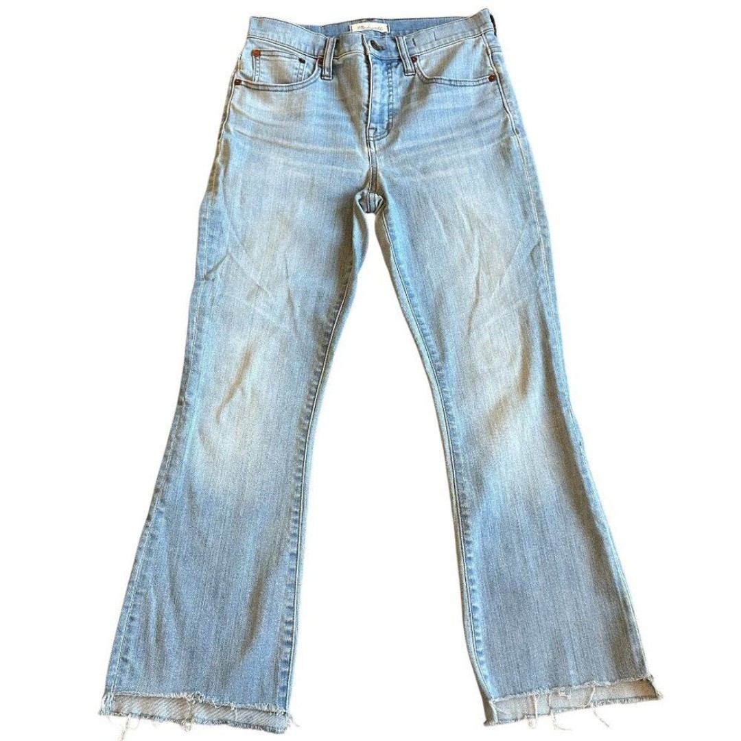 Madewell Cai Demi-Boot Cut Jeans Pants Light Wash High Low Raw Hem Size 26 Women