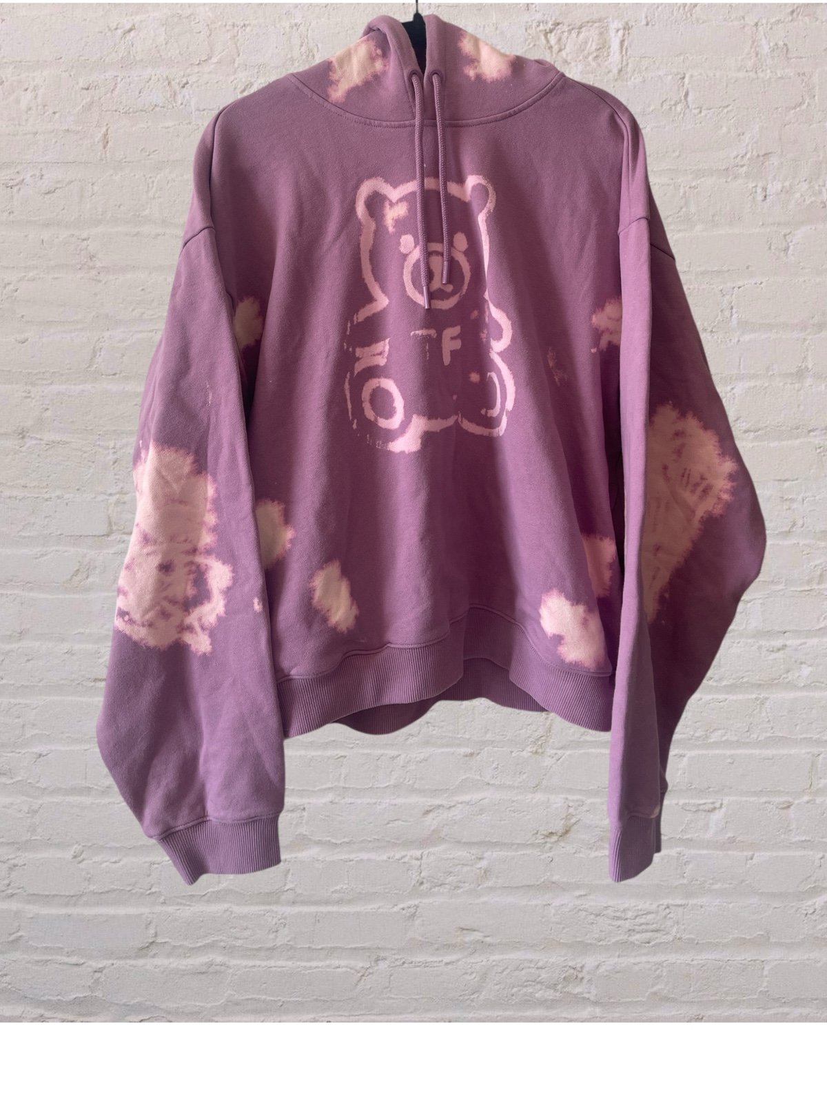 Teddy Fresh Bleach Graphic Pullover Hoodie Pockets Sz Medium Oversized NWOT