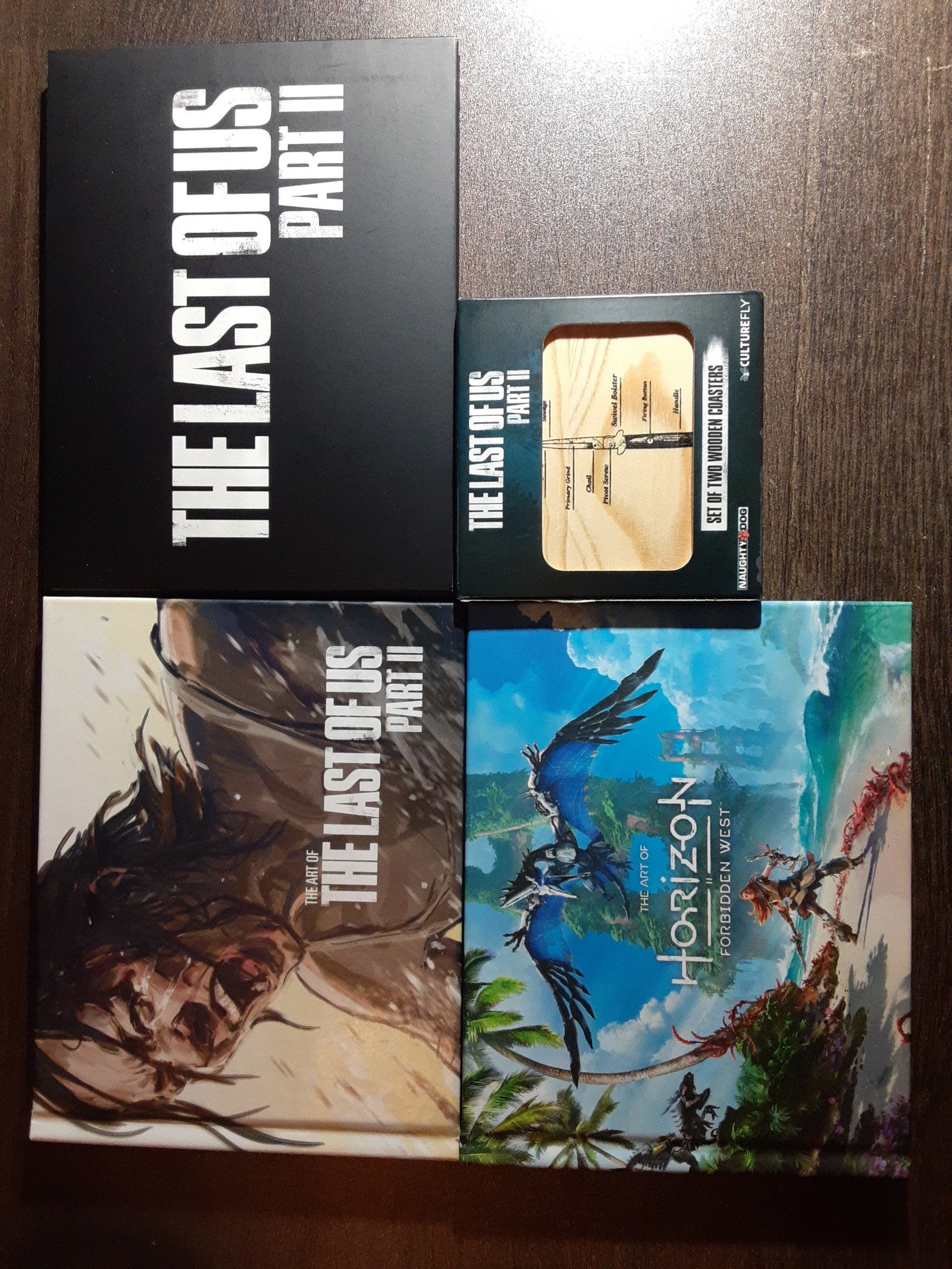 The Last of Us 2 artbook, letter, coasters, forbidden west artbook