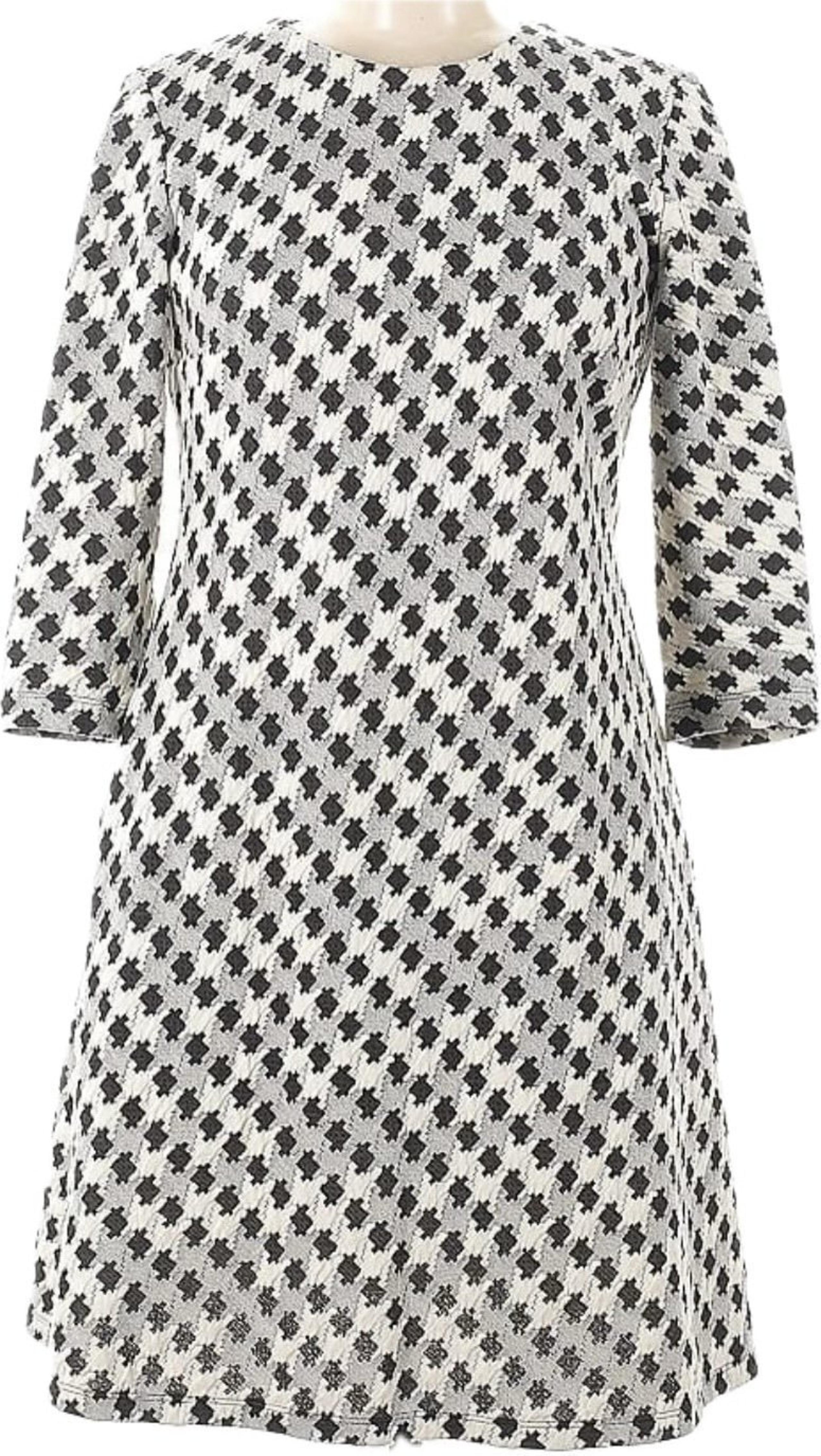 Taylor Hounds Tooth A-line Pockets Shift Dress Size 6