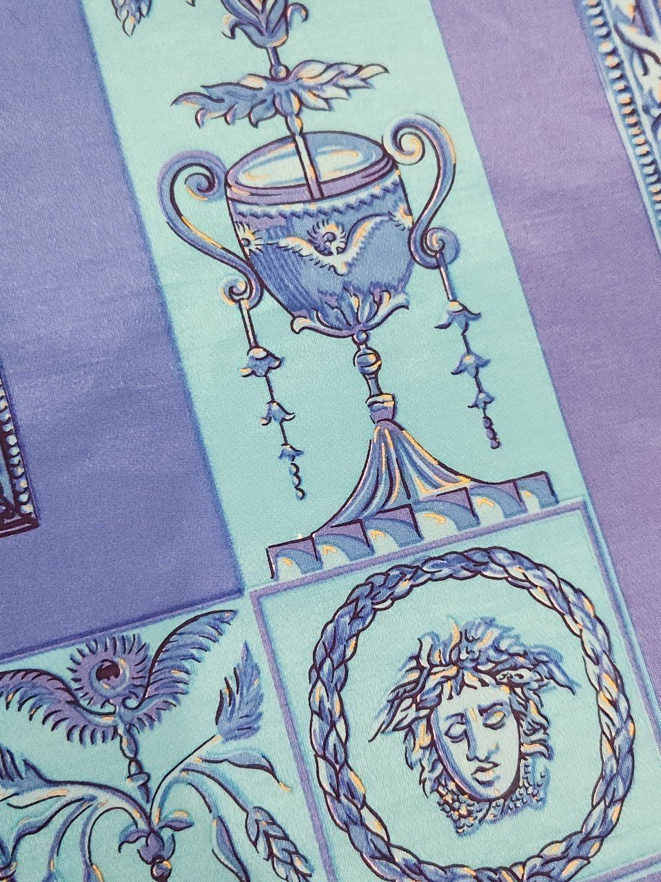 RARE vintage VERSACE silk fabric panel in Quadreria print Gianna Versace design