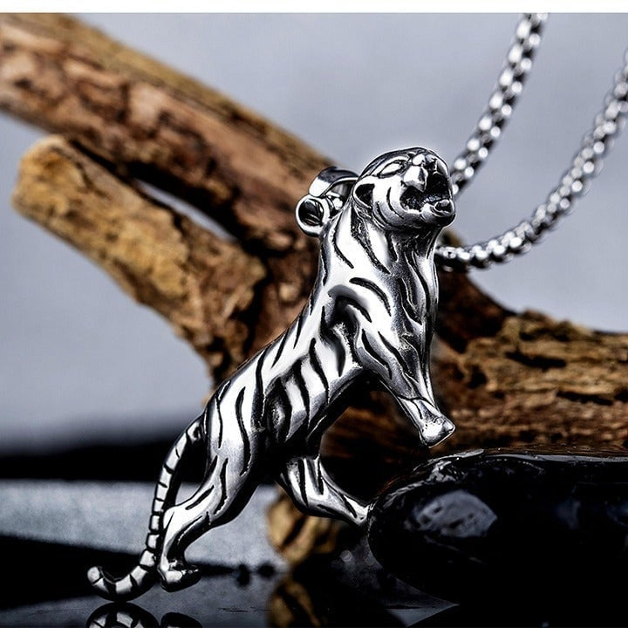 Animal tiger stainless steel pendant necklace for women/men, N90201P183