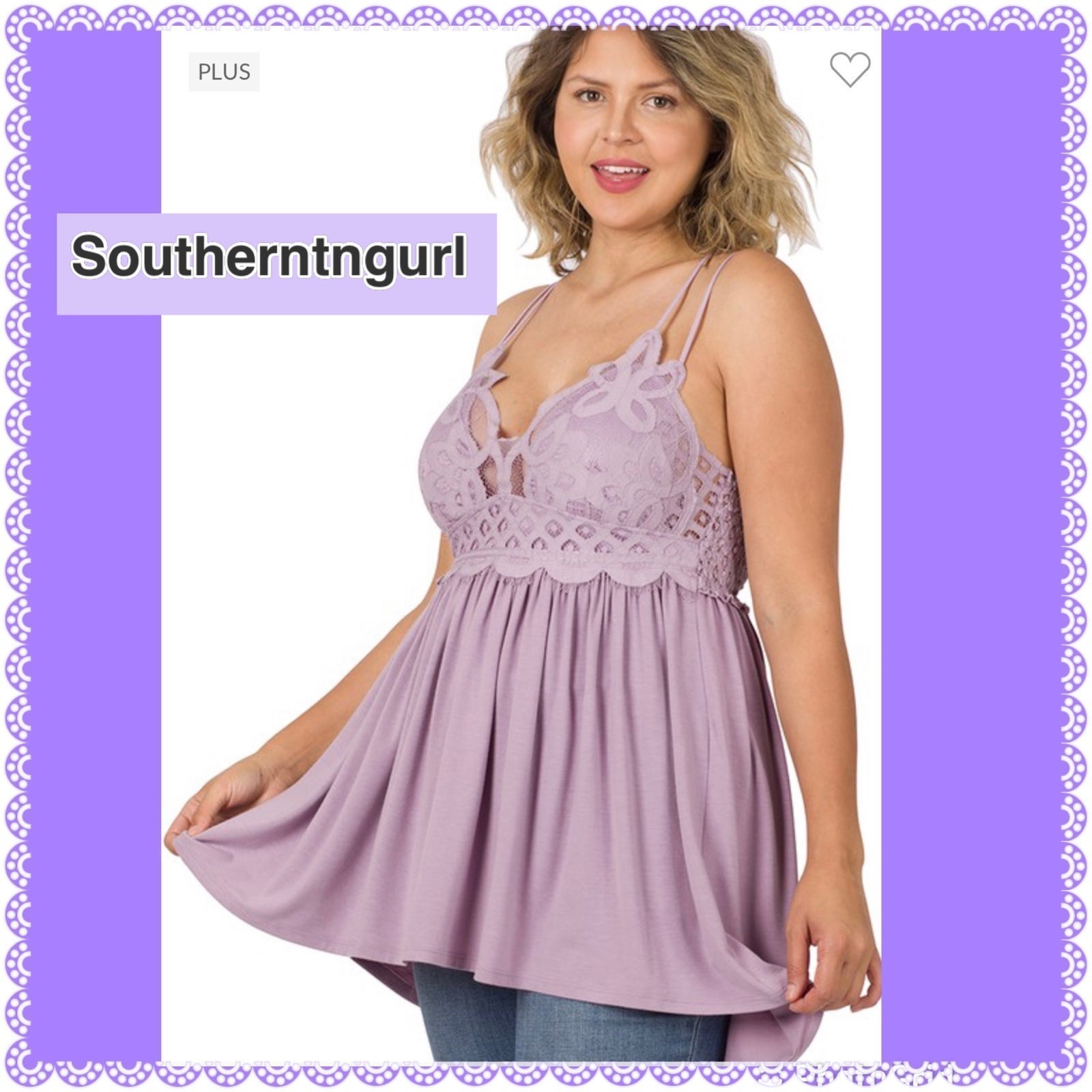 NWT Zenana Crocheted Lace Peplum High Low Cami / Top / Blouse / Tunic / Tank